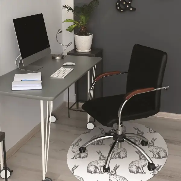Tapis bureau lapins blancs