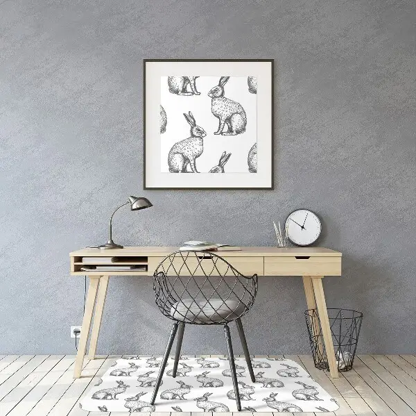 Tapis bureau lapins blancs