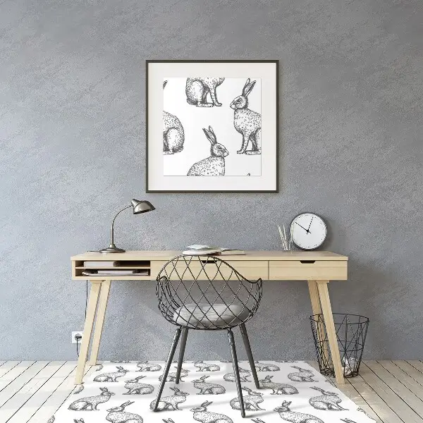 Tapis bureau lapins blancs
