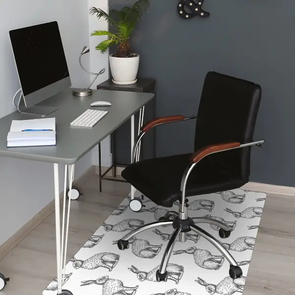 Tapis bureau lapins blancs