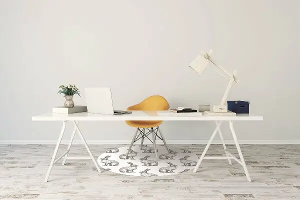 Tapis bureau lapins blancs