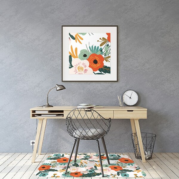Tapis de chaise de bureau Fleurs colorées