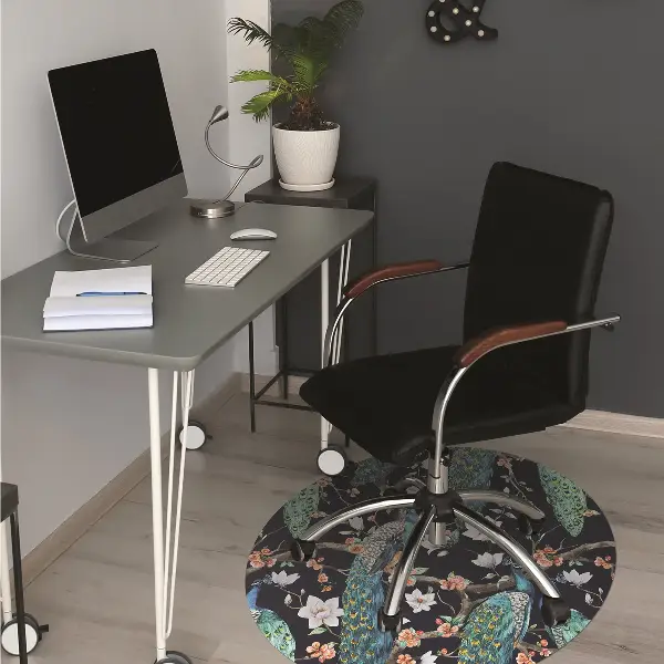 Tapis de chaise de bureau paon
