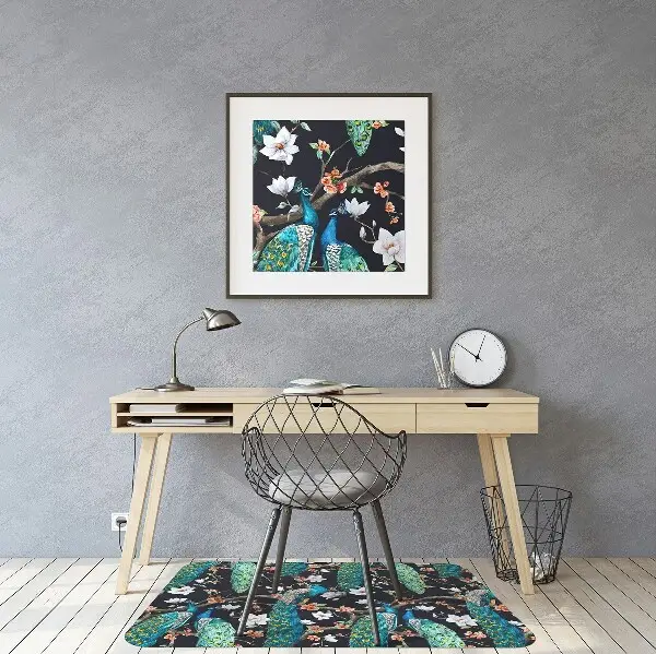 Tapis de chaise de bureau paon