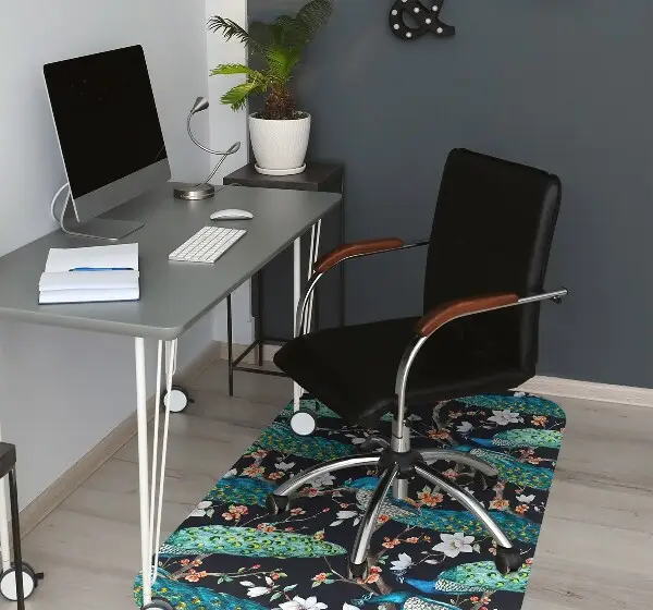 Tapis de chaise de bureau paon