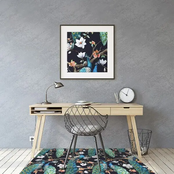 Tapis de chaise de bureau paon