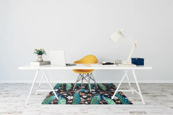 Tapis de chaise de bureau paon