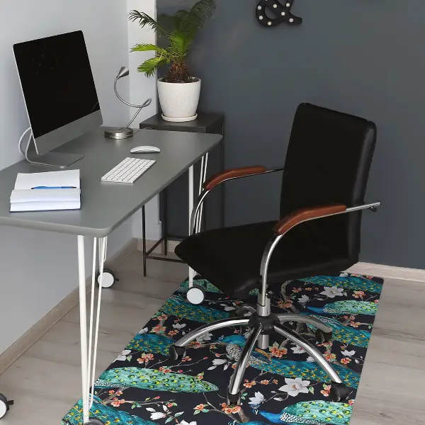 Tapis de chaise de bureau paon