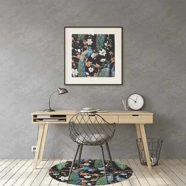 Tapis de chaise de bureau paon