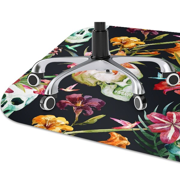 Tapis protège sol Crânes et fleurs