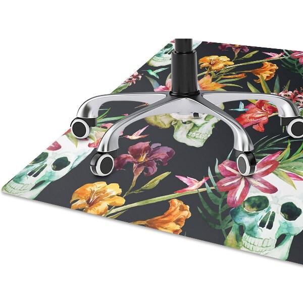 Tapis protège sol Crânes et fleurs