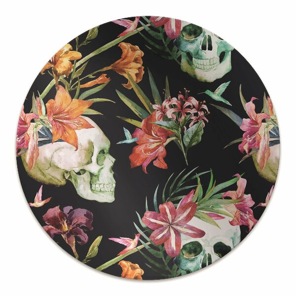 Tapis protège sol Crânes et fleurs