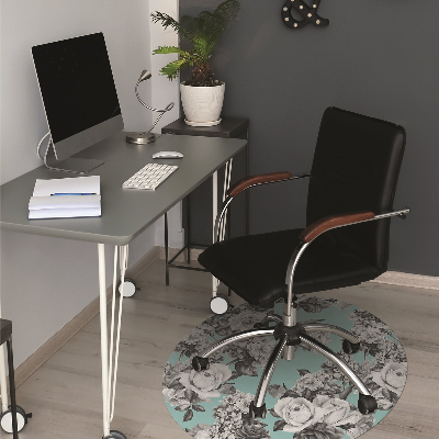 Tapis fauteuil bureau do biura Roses noires et blanches