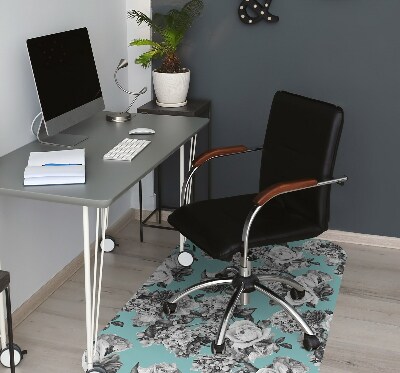 Tapis fauteuil bureau do biura Roses noires et blanches