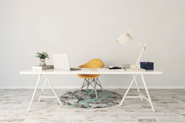 Tapis fauteuil bureau do biura Roses noires et blanches