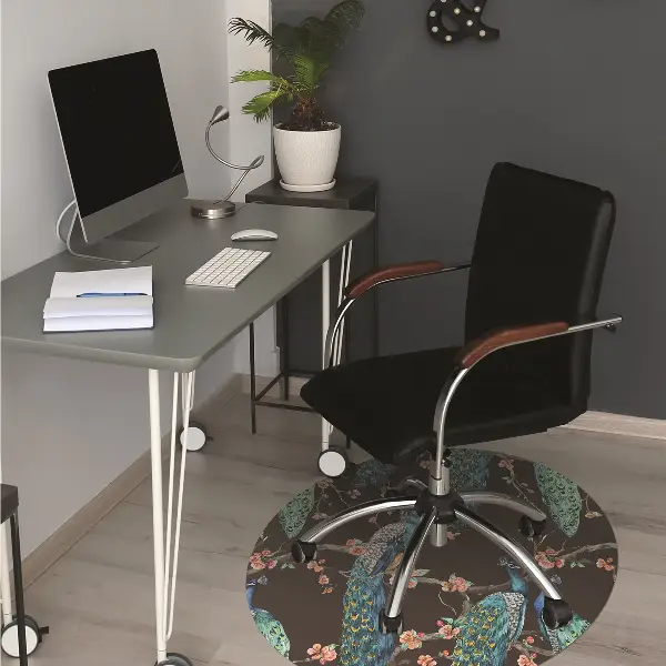 Tapis de chaise de bureau paon