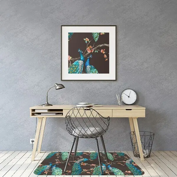Tapis de chaise de bureau paon