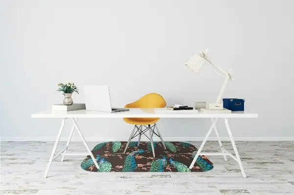 Tapis de chaise de bureau paon