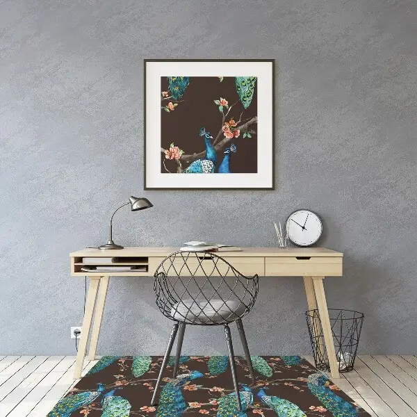 Tapis de chaise de bureau paon