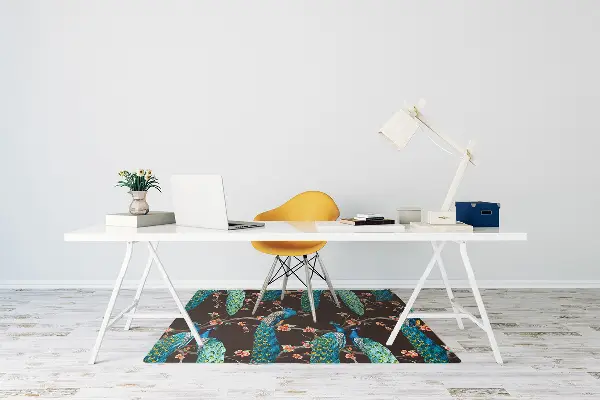 Tapis de chaise de bureau paon