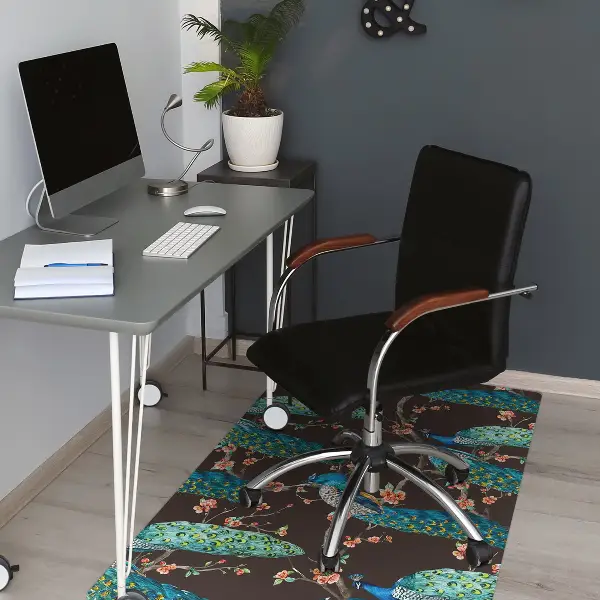Tapis de chaise de bureau paon