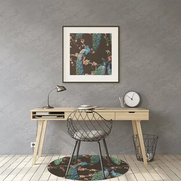 Tapis de chaise de bureau paon