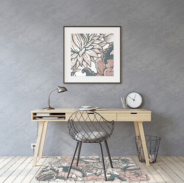 Tapis bureau Fleurs roses
