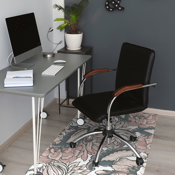 Tapis bureau Fleurs roses