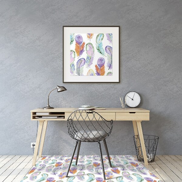 Tapis de chaise de bureau Plumes colorées