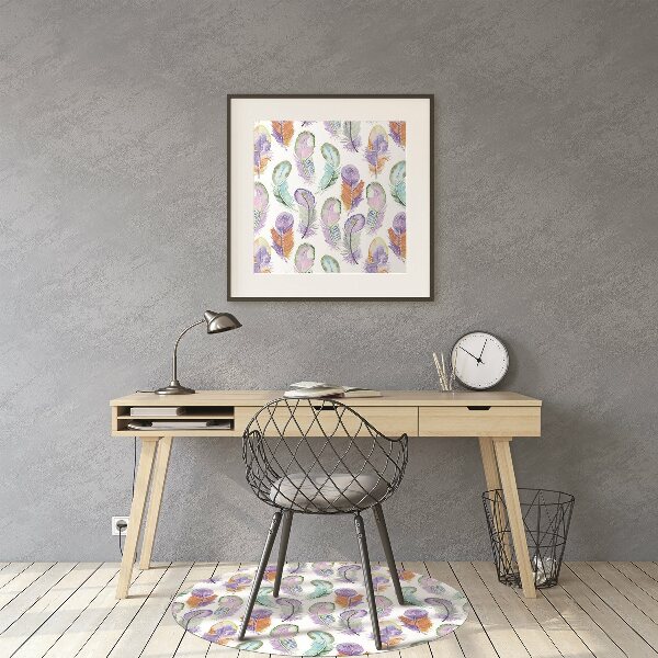 Tapis de chaise de bureau Plumes colorées