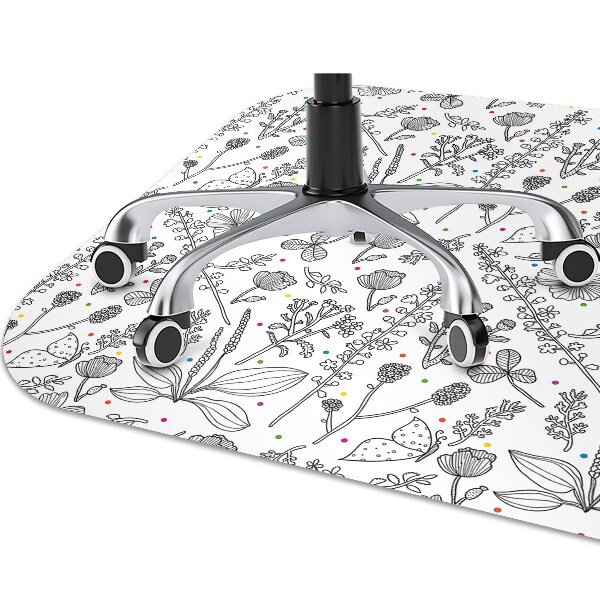 Tapis de chaise de bureau Fleurs et points