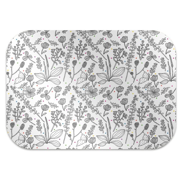 Tapis de chaise de bureau Fleurs et points