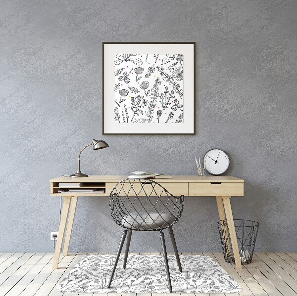 Tapis de chaise de bureau Fleurs et points