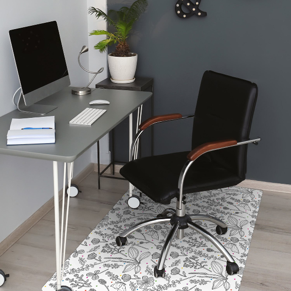 Tapis de chaise de bureau Fleurs et points