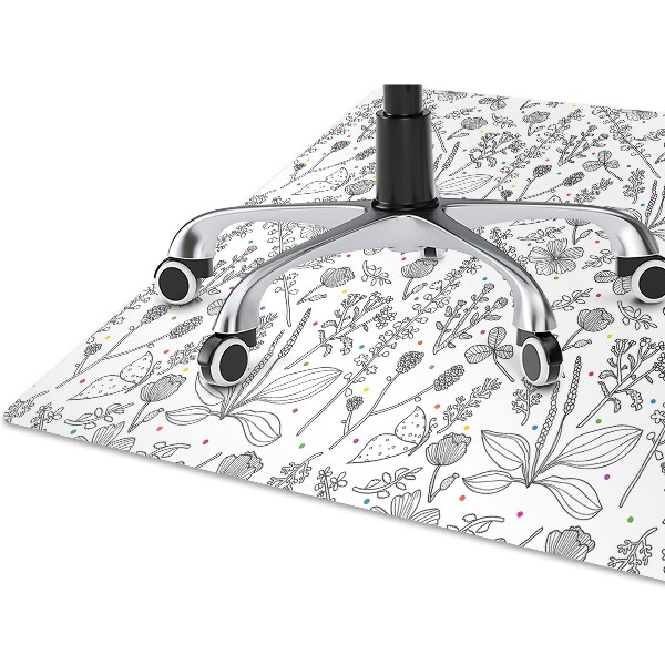 Tapis de chaise de bureau Fleurs et points