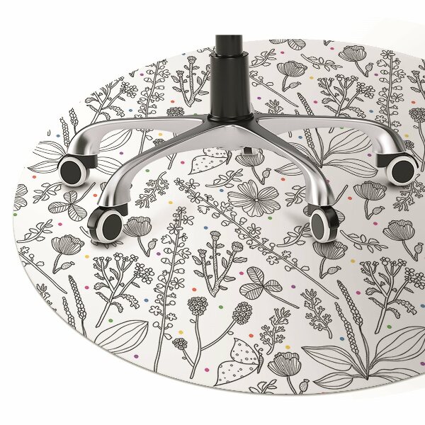 Tapis de chaise de bureau Fleurs et points