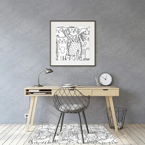 Tapis protection sol Chats de style doodle