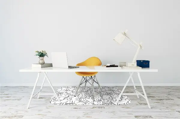 Tapis protection sol Chats de style doodle