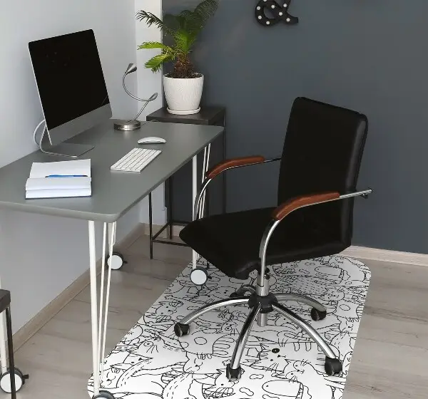 Tapis protection sol Chats de style doodle