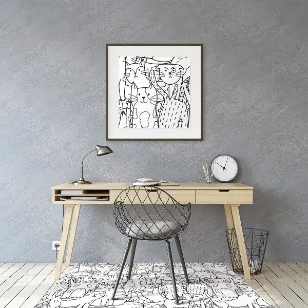 Tapis protection sol Chats de style doodle