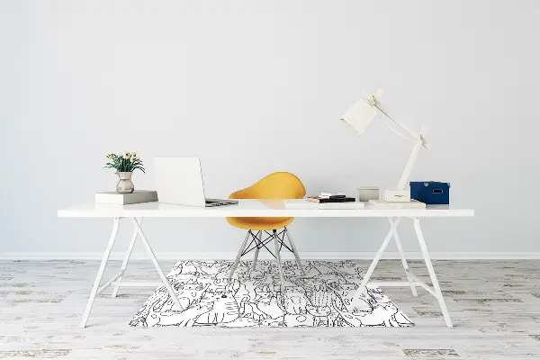 Tapis protection sol Chats de style doodle