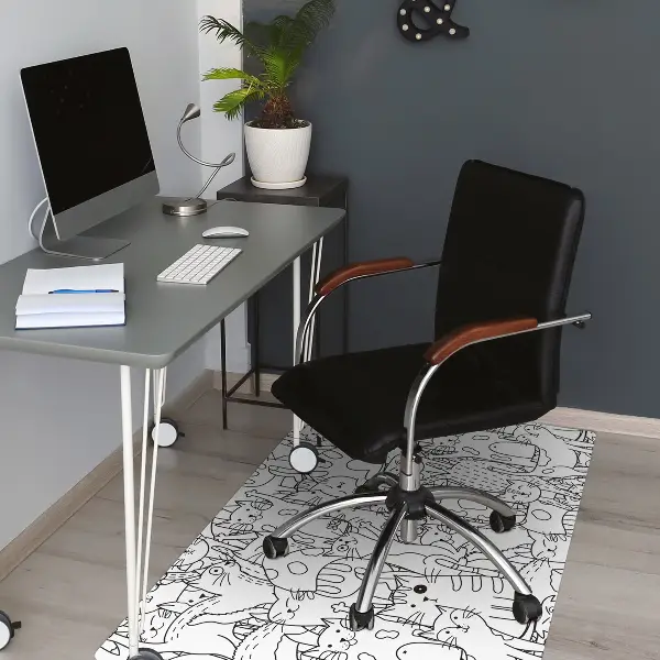 Tapis protection sol Chats de style doodle