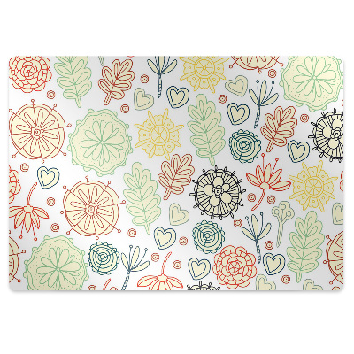 Tapis pour chaise de bureau Fleurs et coeurs