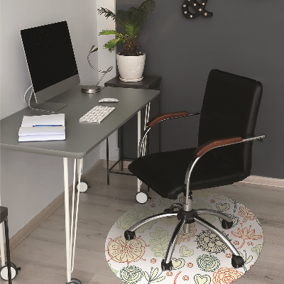 Tapis pour chaise de bureau Fleurs et coeurs