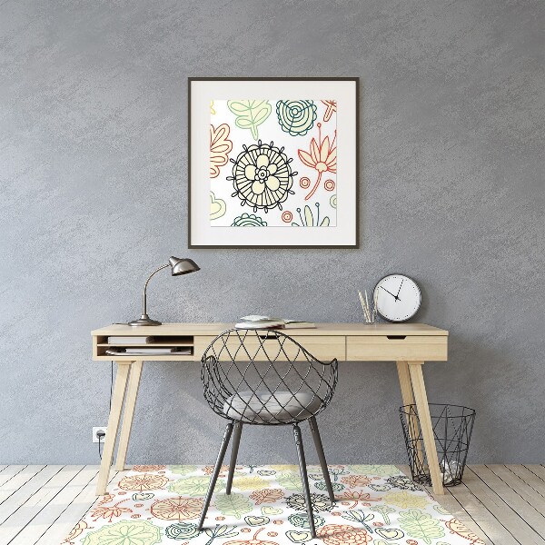 Tapis pour chaise de bureau Fleurs et coeurs