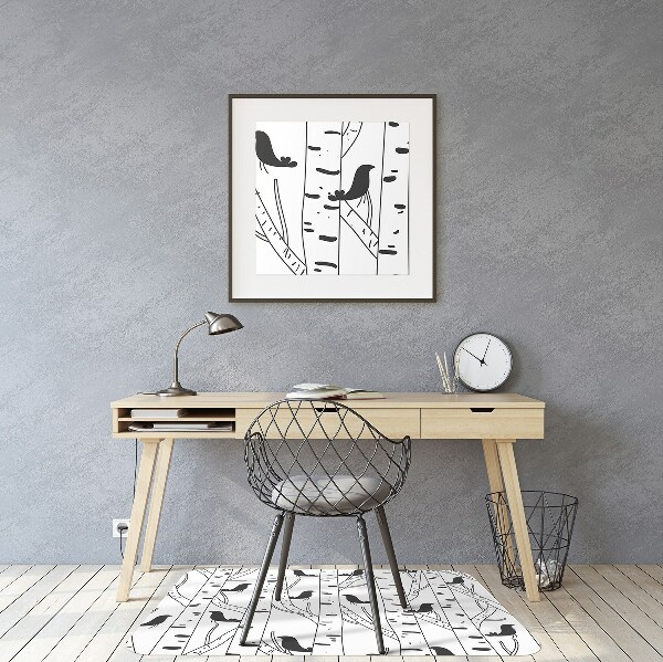 Tapis pour chaise de bureau Oiseaux et arbres