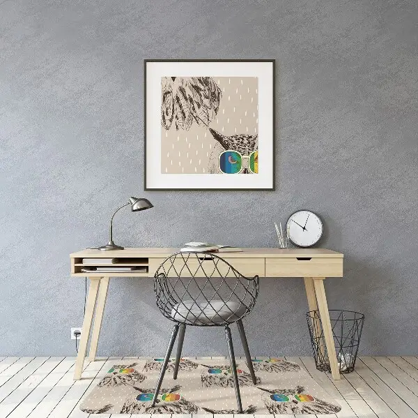 Tapis protège sol Hibou dans des lunettes