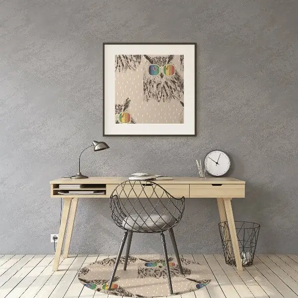 Tapis protège sol Hibou dans des lunettes