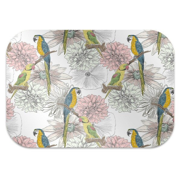 Tapis de chaise de bureau Perroquet et fleurs