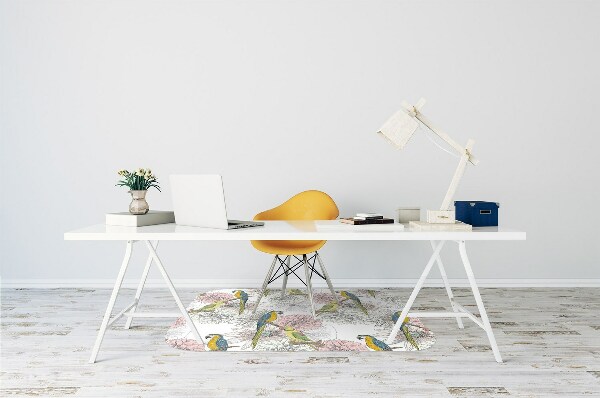 Tapis de chaise de bureau Perroquet et fleurs